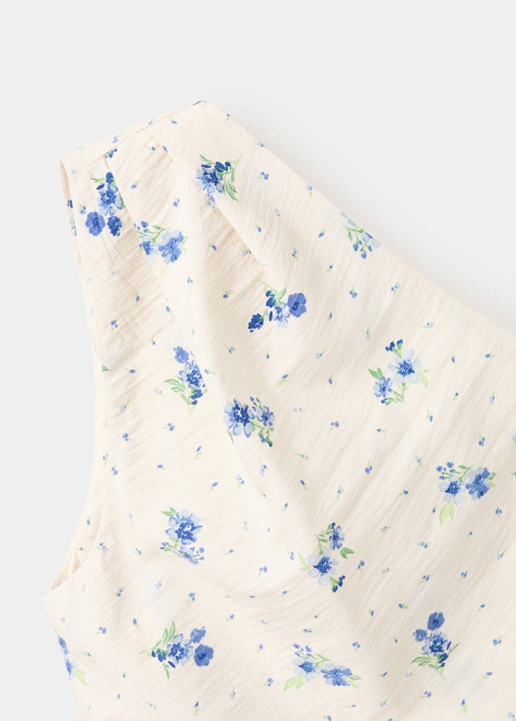 Floral asymmetrical top — White