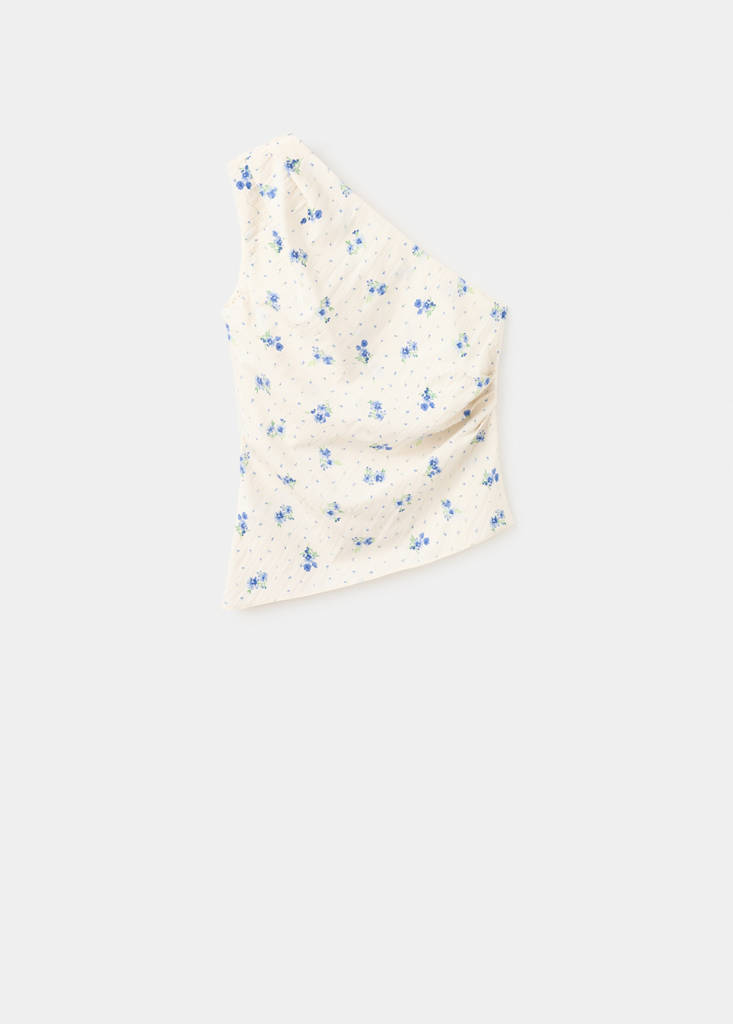 Floral asymmetrical top — White