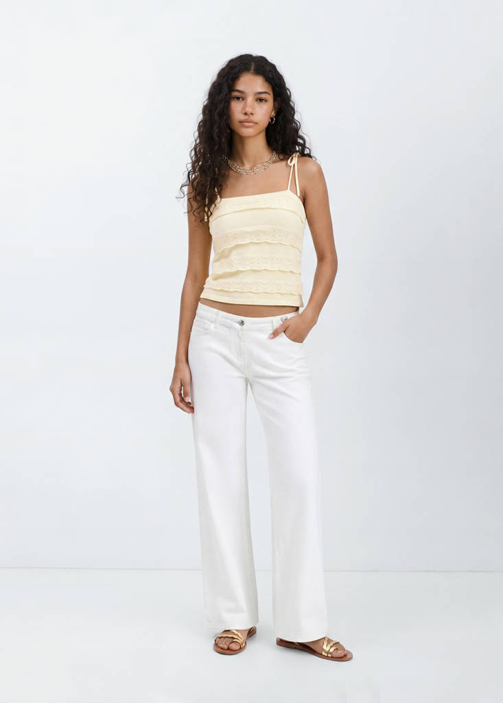 Ruffle knit top — Pastel Yellow