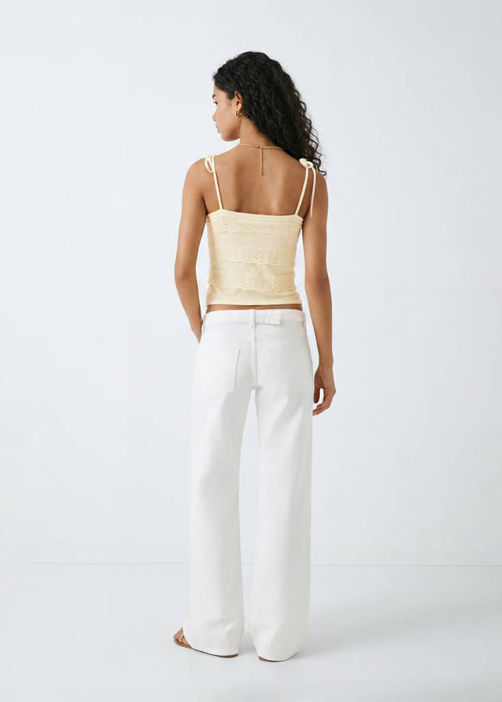 Ruffle knit top — Pastel Yellow