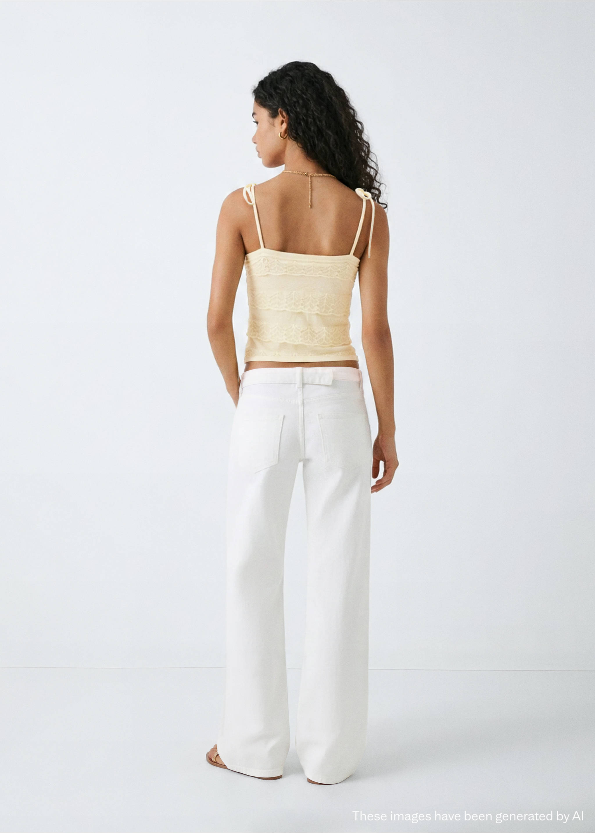 Ruffle knit top - Reverse of the article, Pastel Yellow. Ref: 37032531-00.