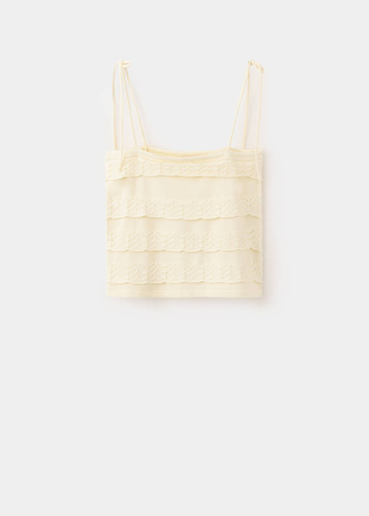 Ruffle knit top — Pastel Yellow