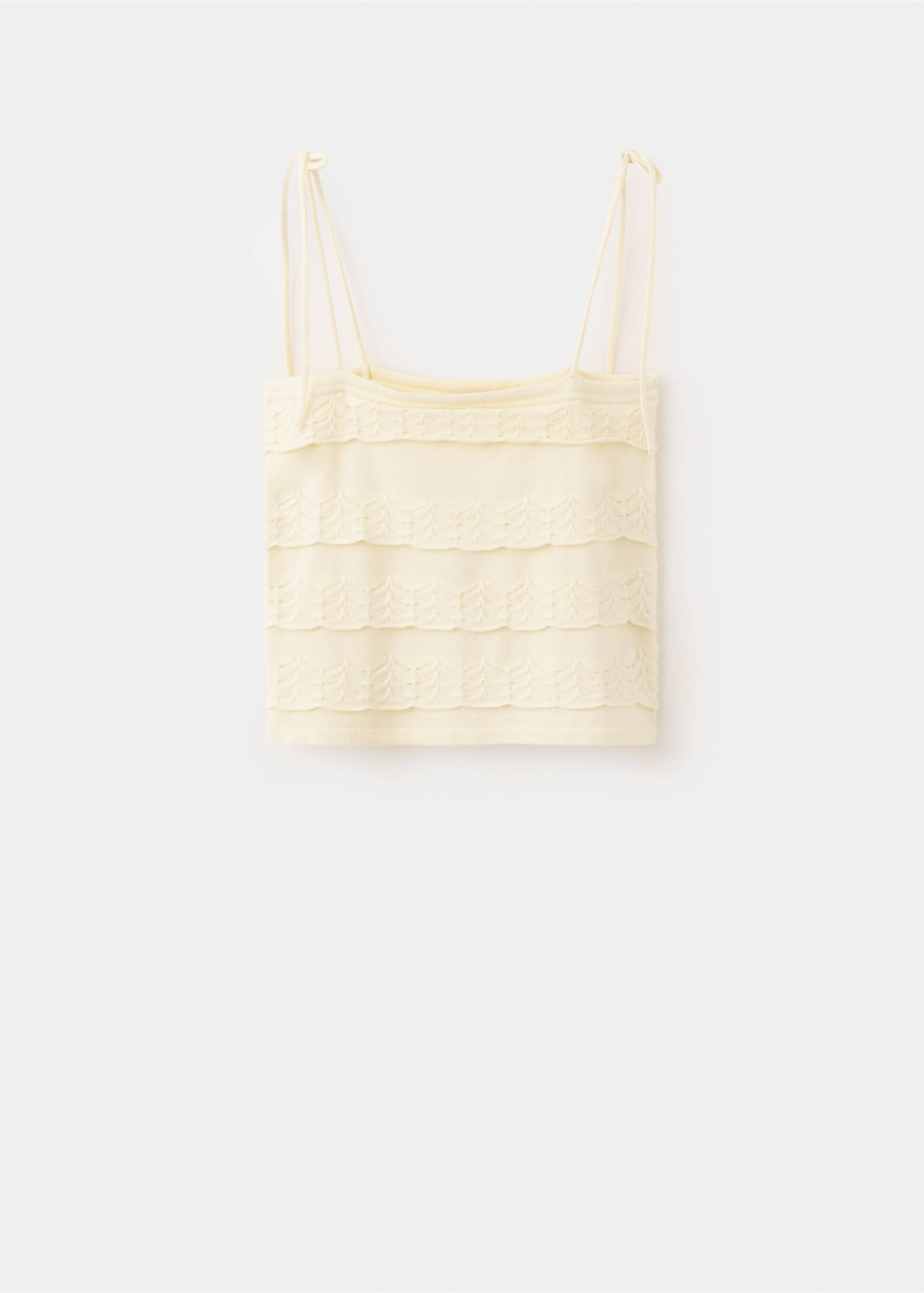 Ruffle knit top - Article without model, Pastel Yellow. Ref: 37032531-00.