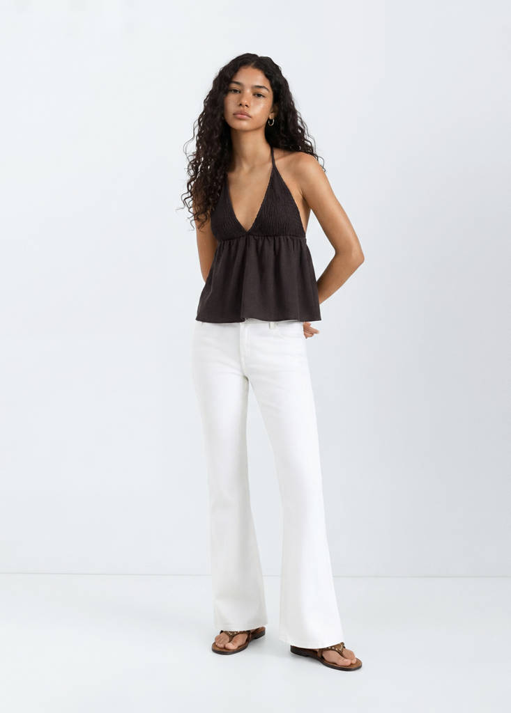 Ruched halter top — Brown