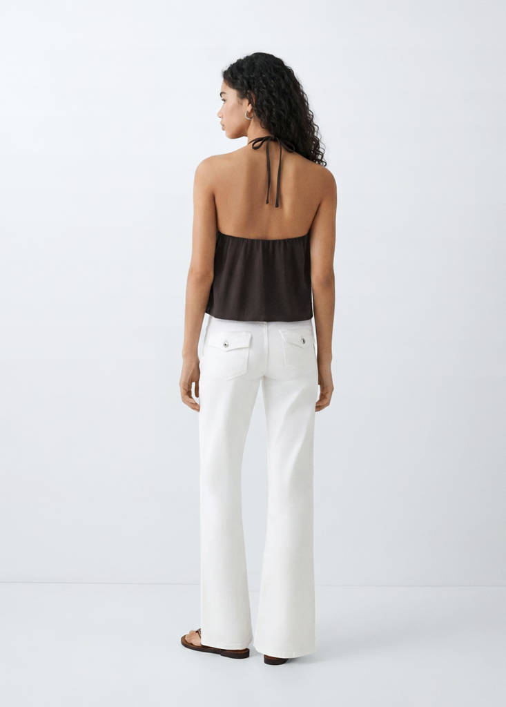 Ruched halter top — Brown