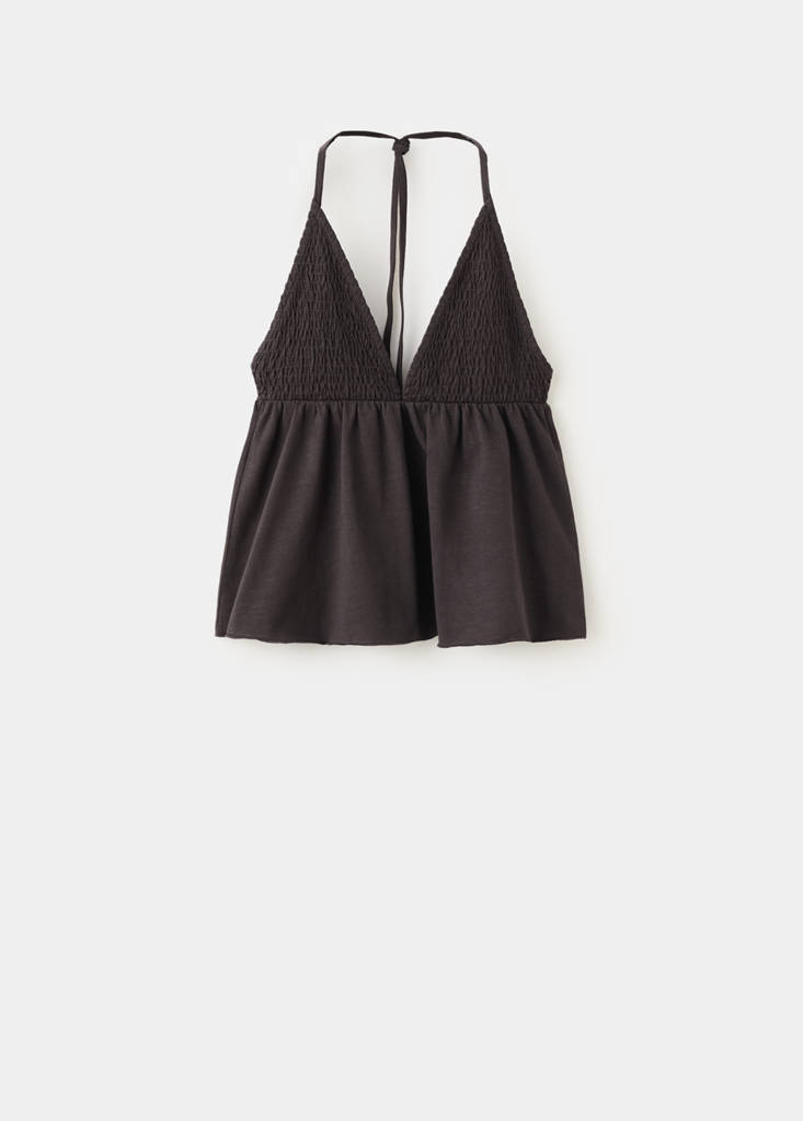 Ruched halter top — Brown