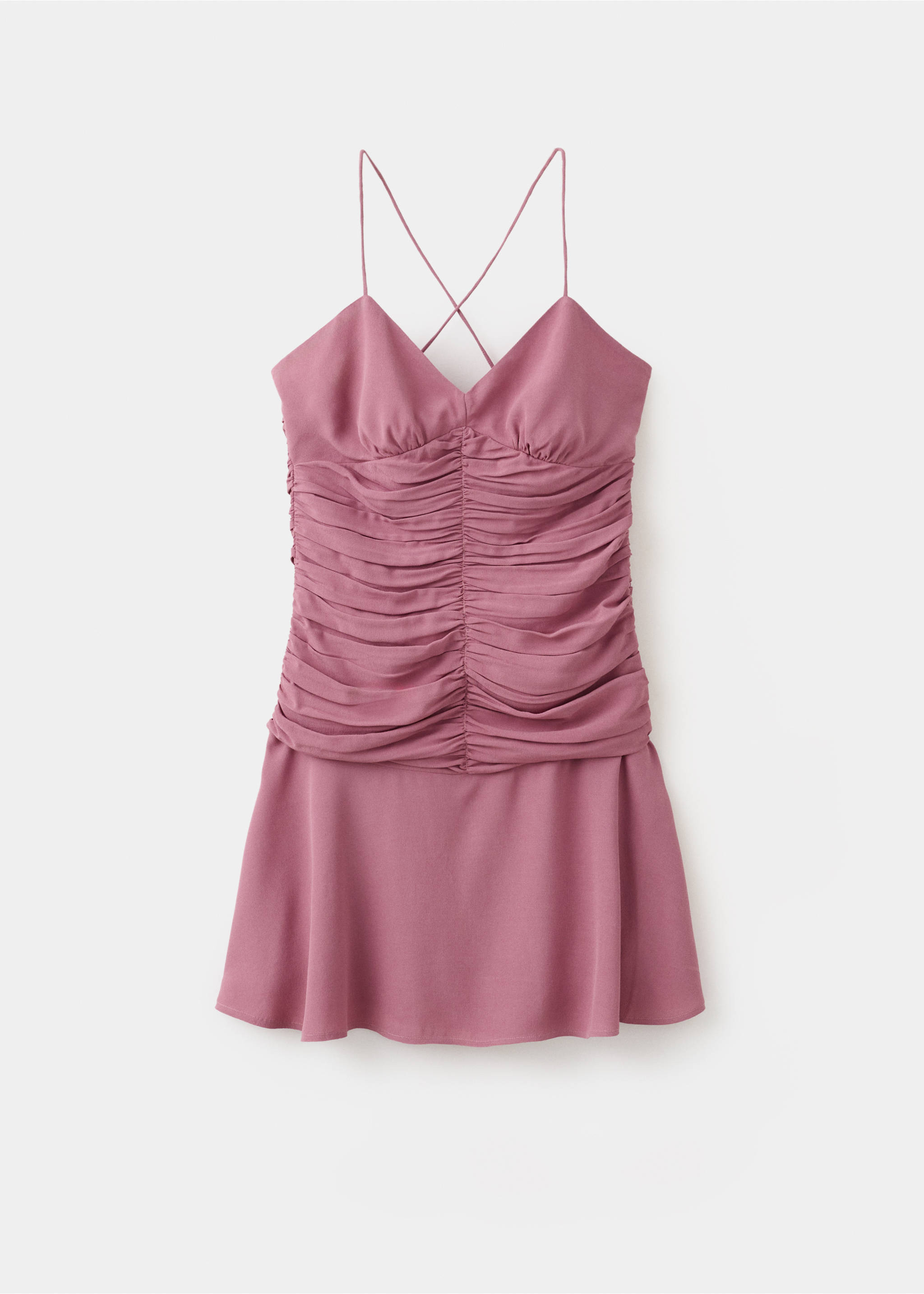 Draped dress with cross-back straps - Article without model, Pastel Pink. Ref: 37032535-00.