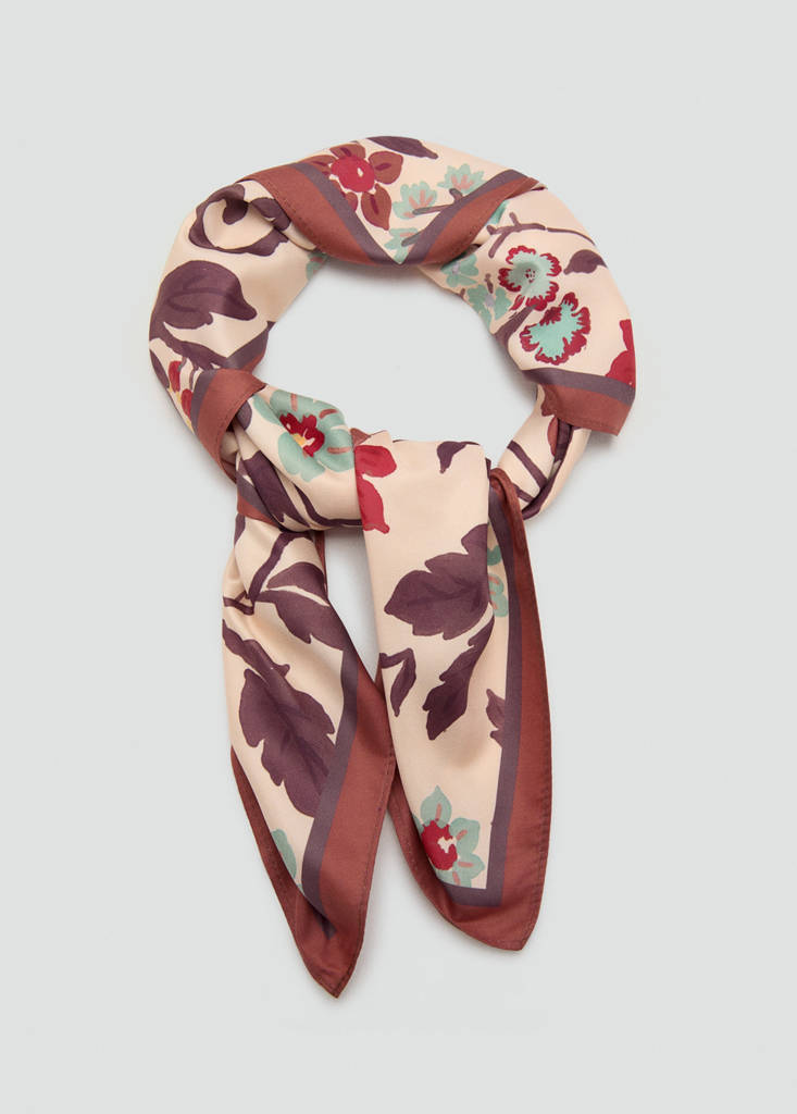 Floral print scarf — Brown