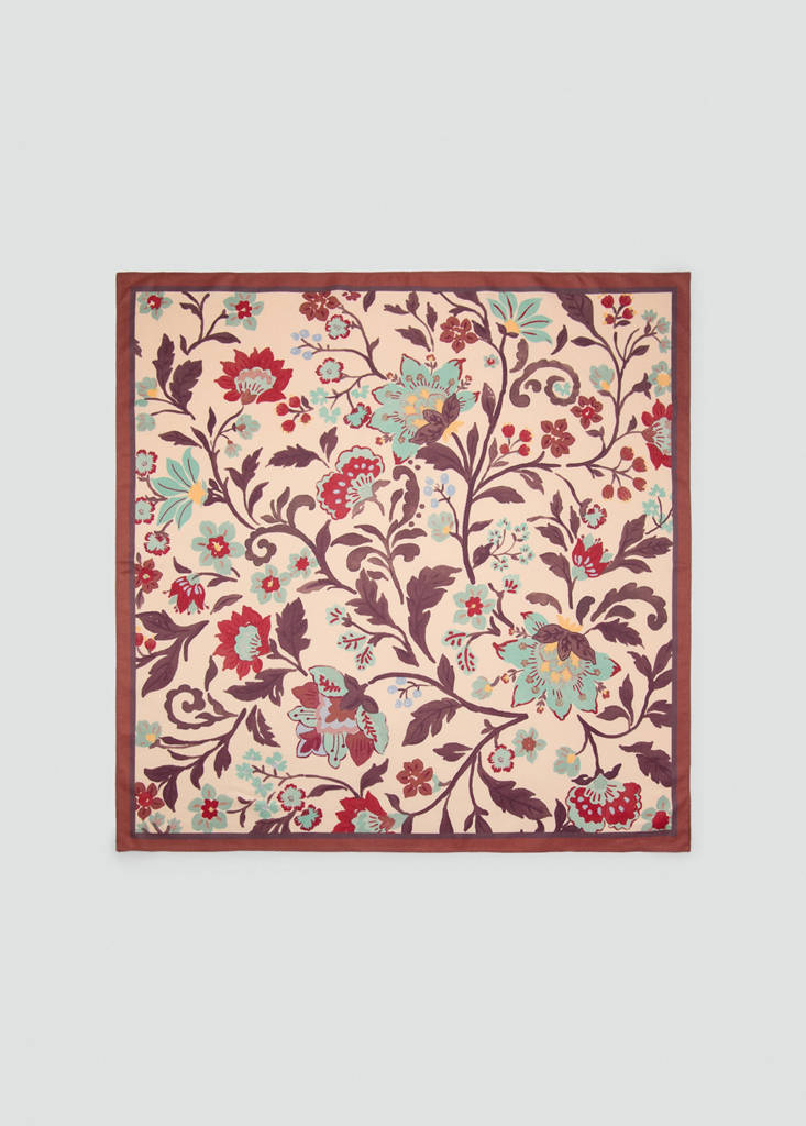 Floral print scarf — Brown
