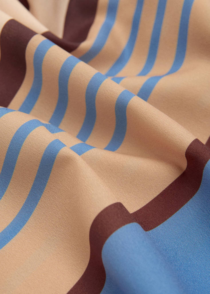 Striped satin scarf — Blue