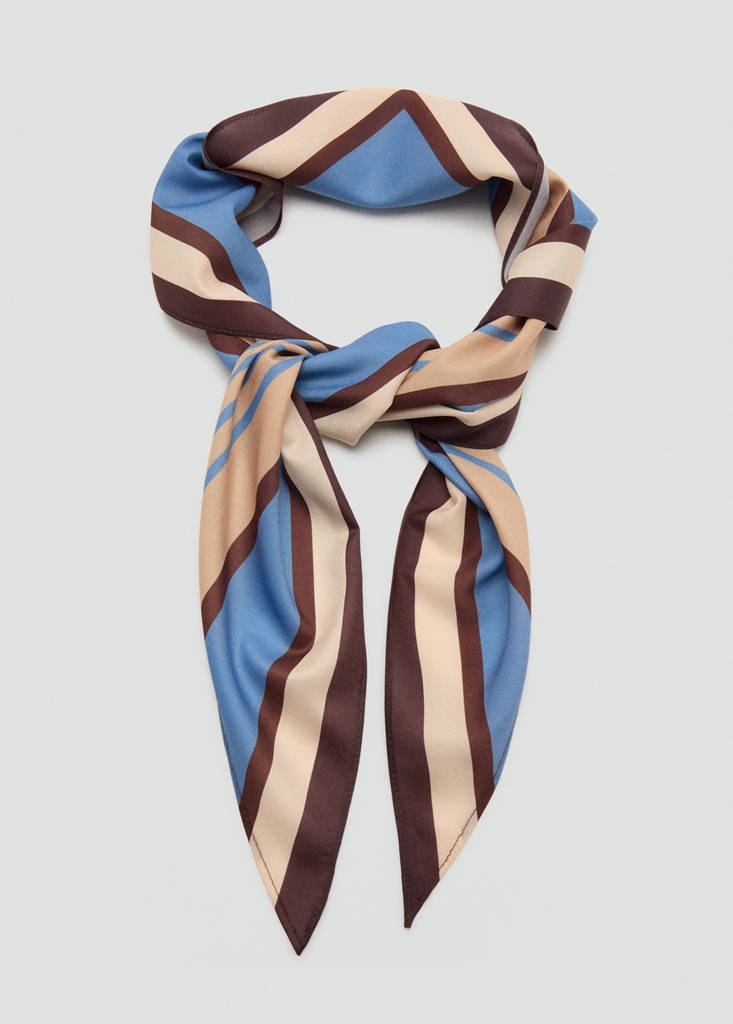 Striped satin scarf — Blue
