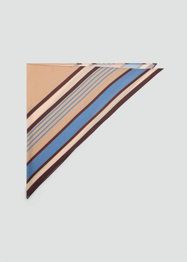 Striped satin scarf — Blue