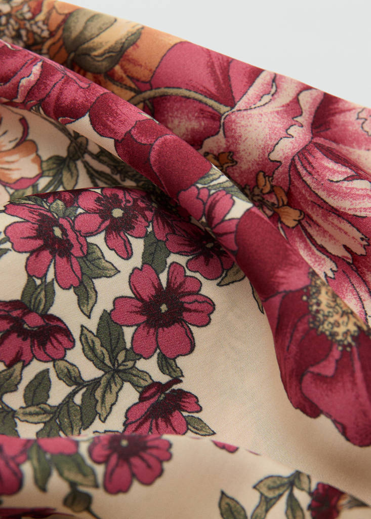 Floral print scarf — Ecru