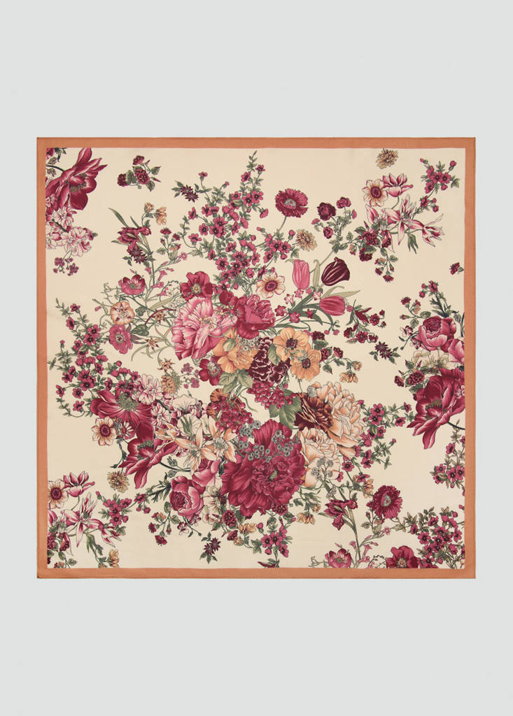 Floral print scarf — Ecru