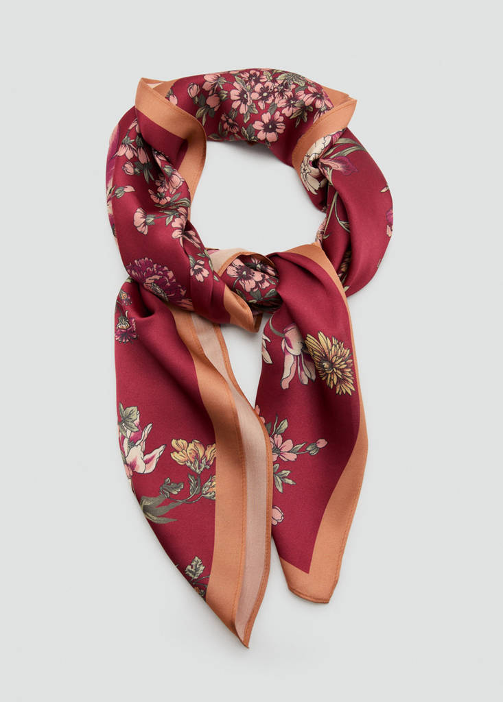 Floral print scarf — Maroon