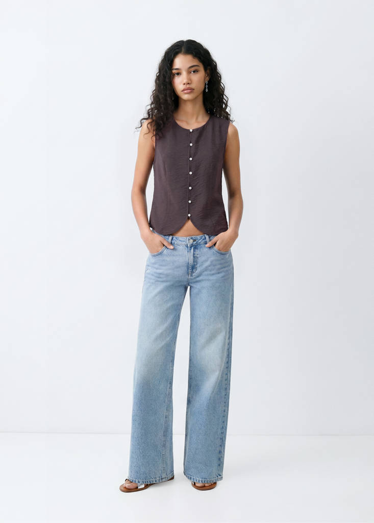 Straight-fit gilet — Brown
