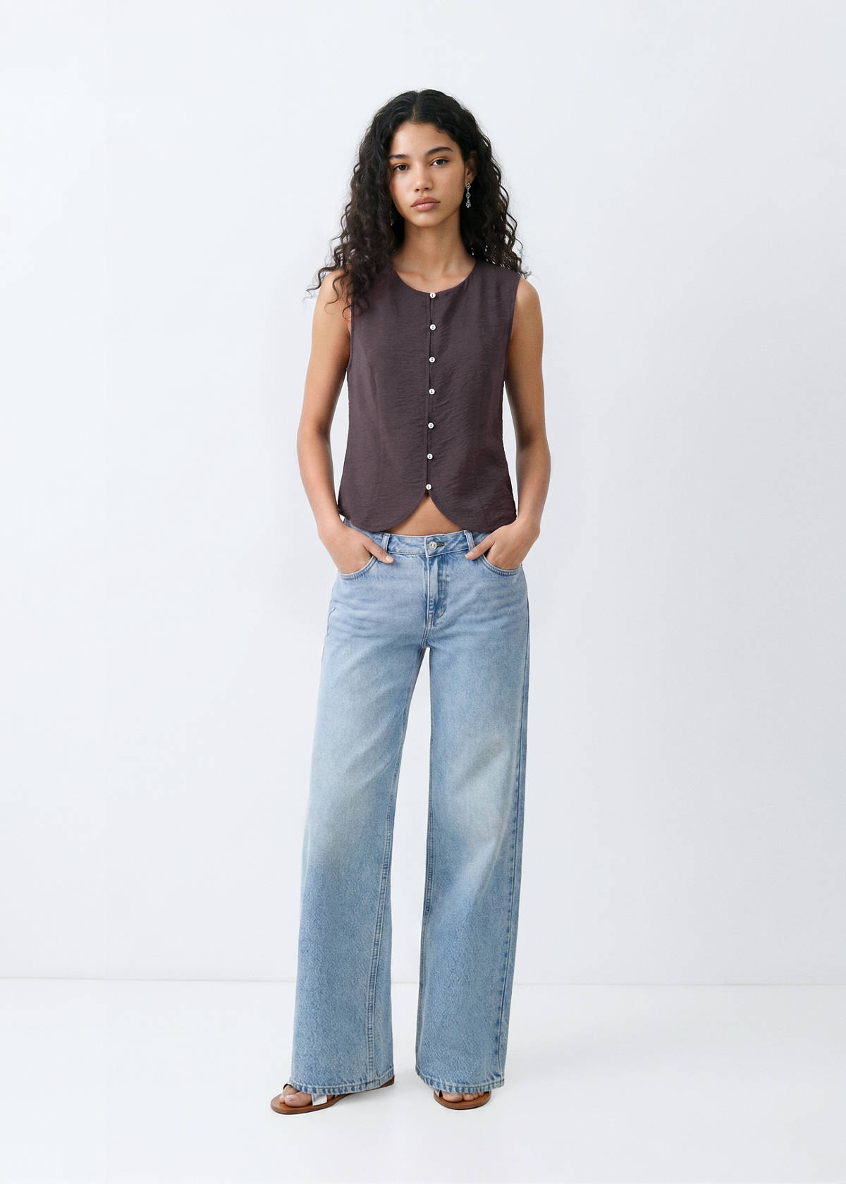 Straight-fit gilet — Brown