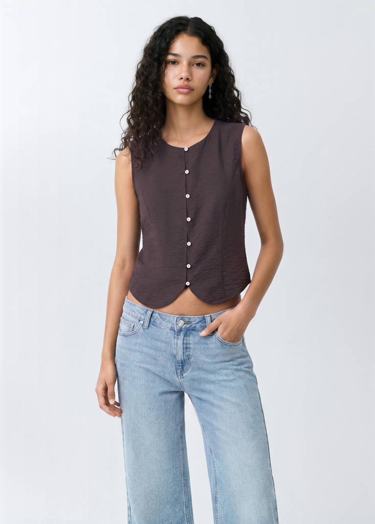 Straight-fit gilet — Brown