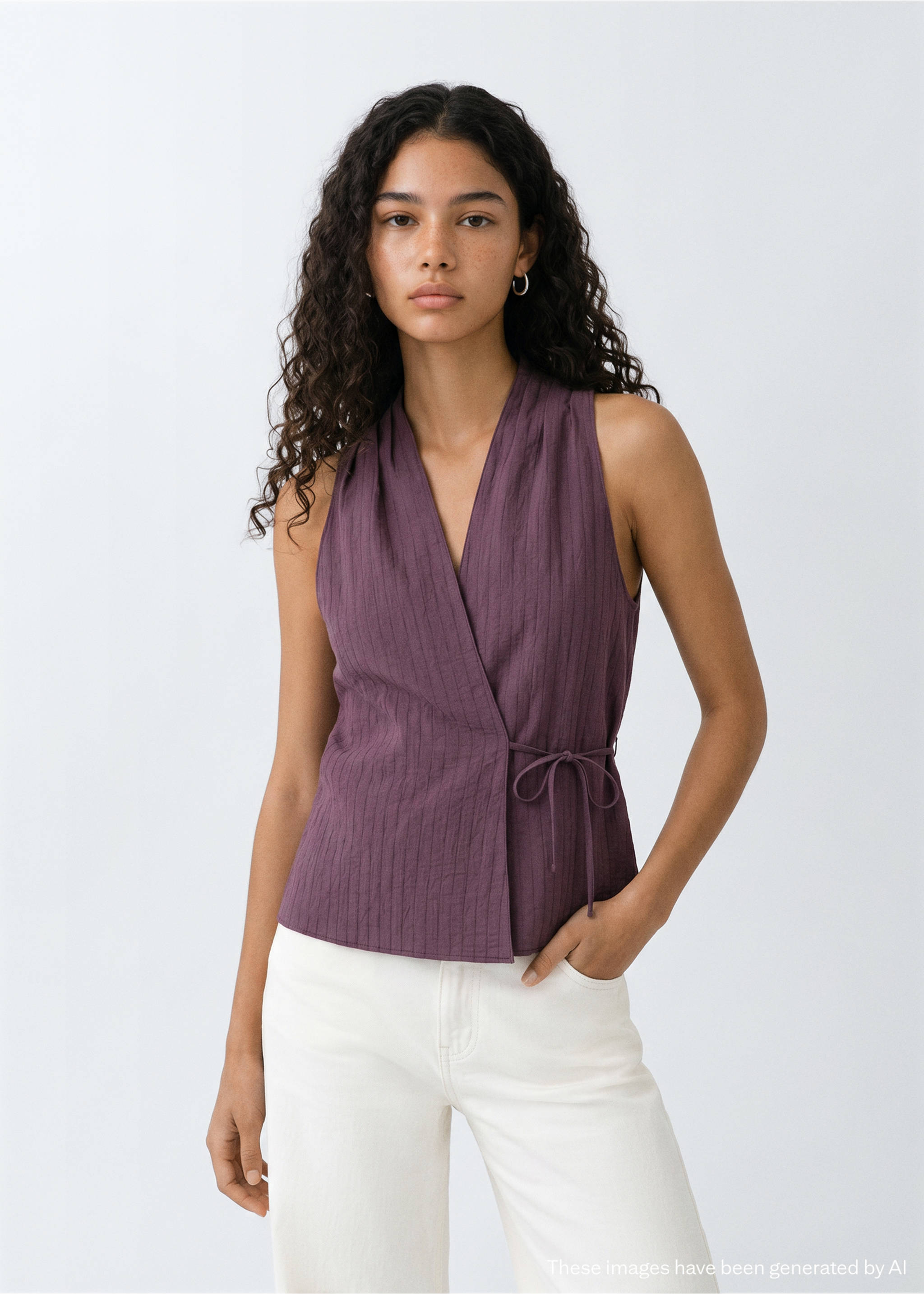 Cross-over V-neck top - Medium plane, Purple. Ref: 37032542-00.