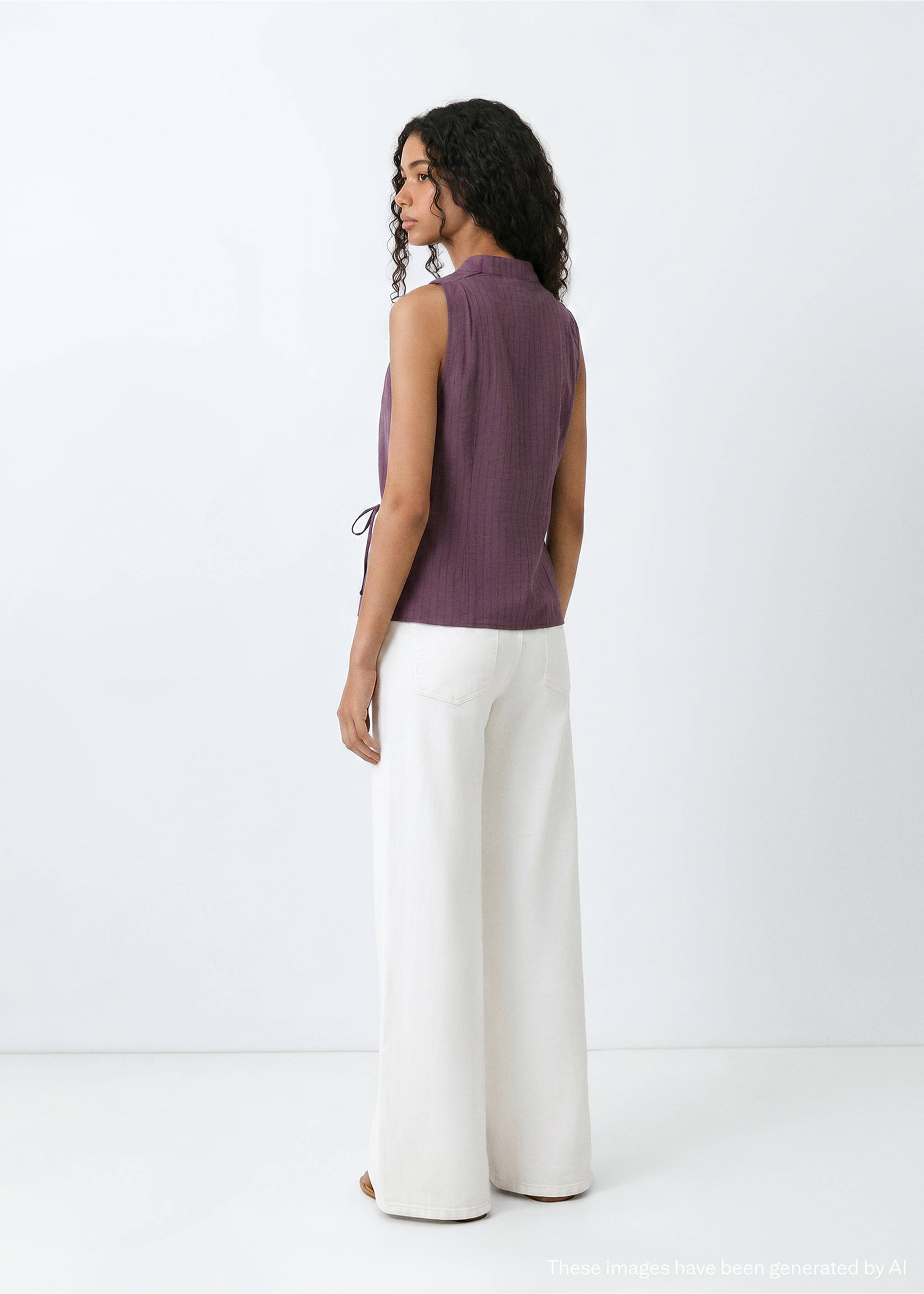 Cross-over V-neck top - Reverse of the article, Purple. Ref: 37032542-00.