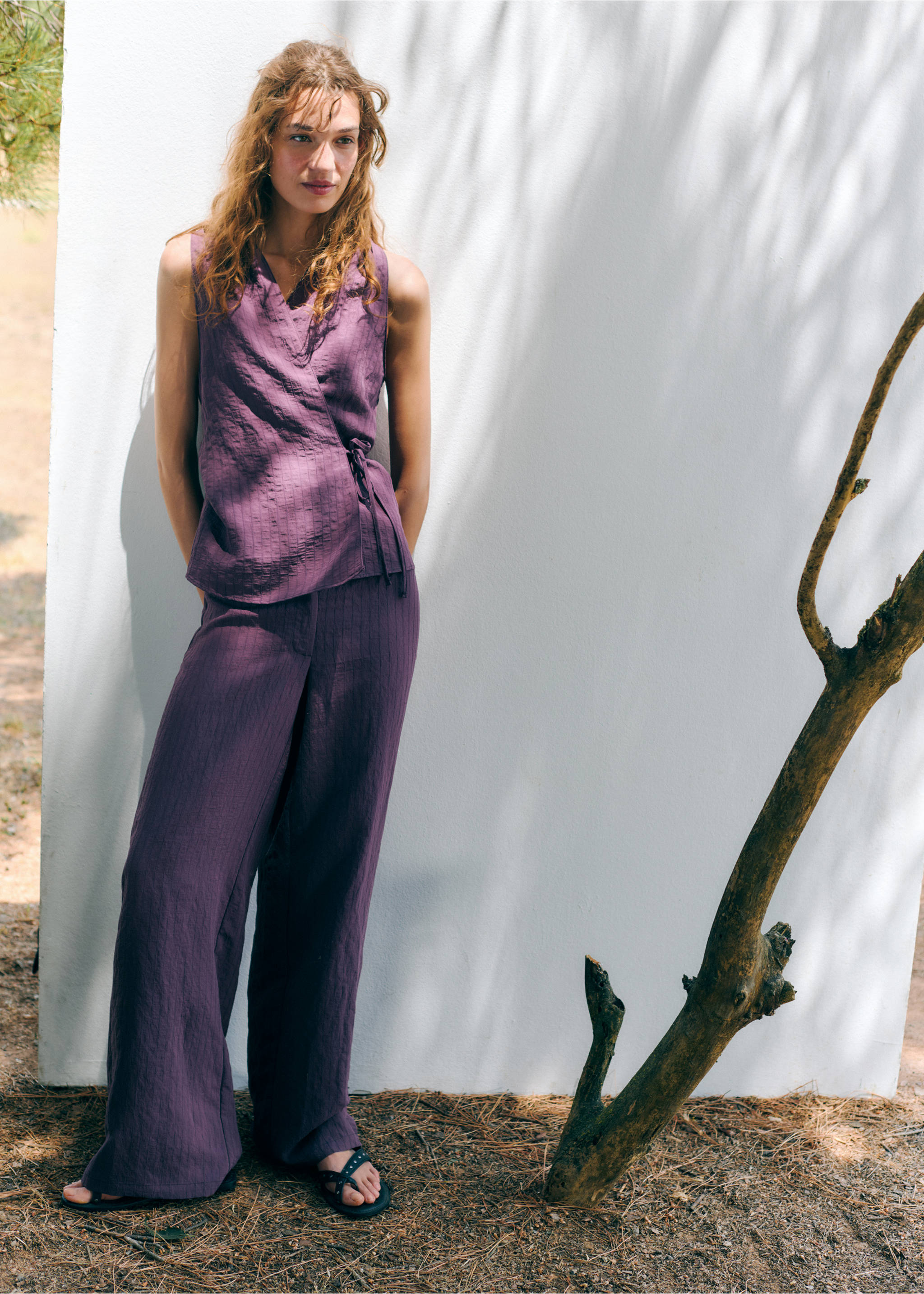 Cross-over V-neck top - General plane, Purple. Ref: 37032542-01.