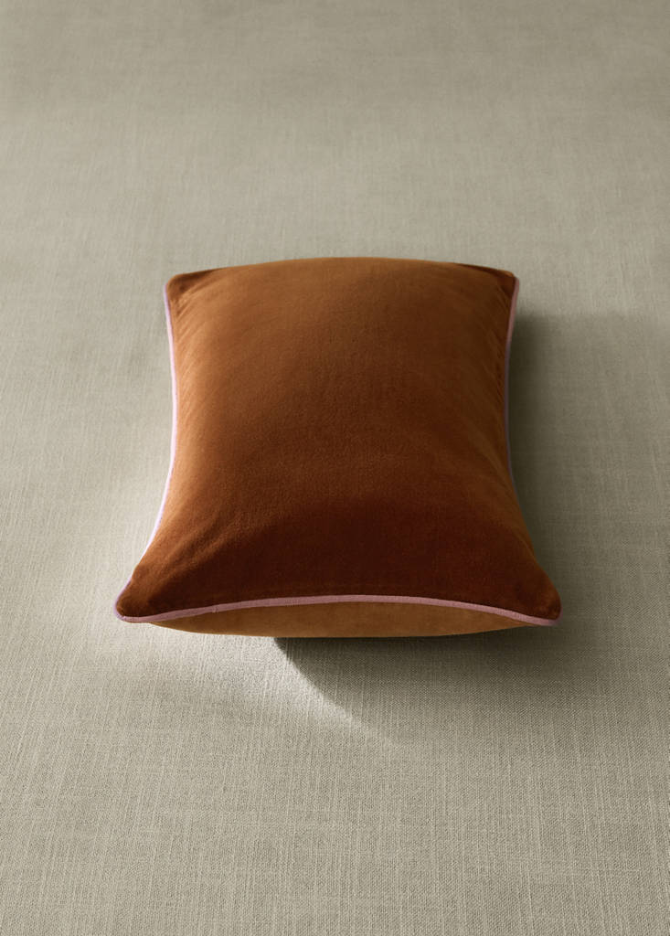 Reversible 100% cotton cushion cover 30x50 cm — Ochre