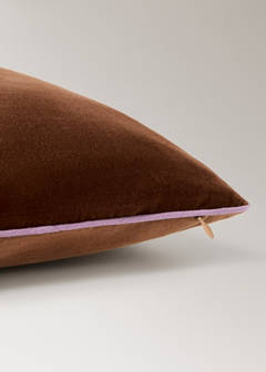 Two-tone cotton velvet cushion cover 30 x 50 cm — Ochre 4