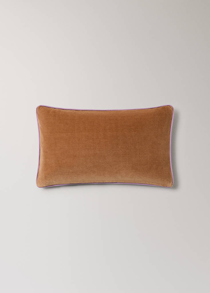 Reversible 100% cotton cushion cover 30x50 cm — Ochre