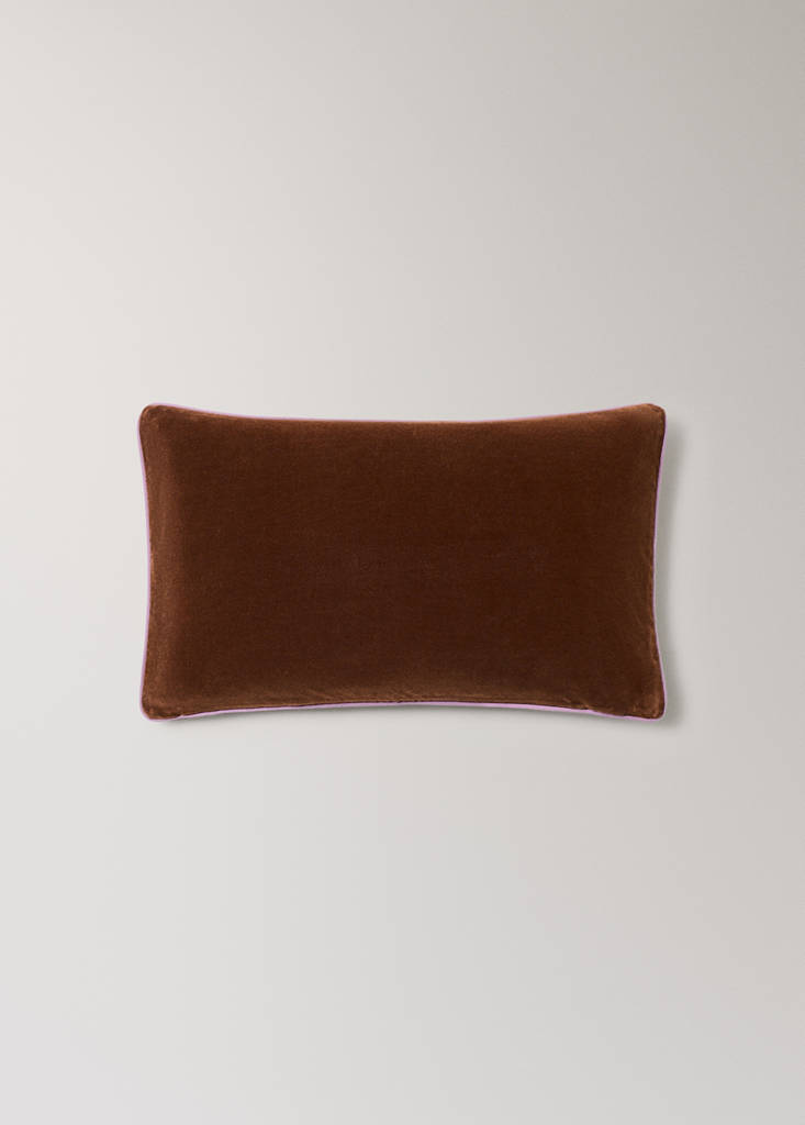 Reversible 100% cotton cushion cover 30x50 cm — Ochre