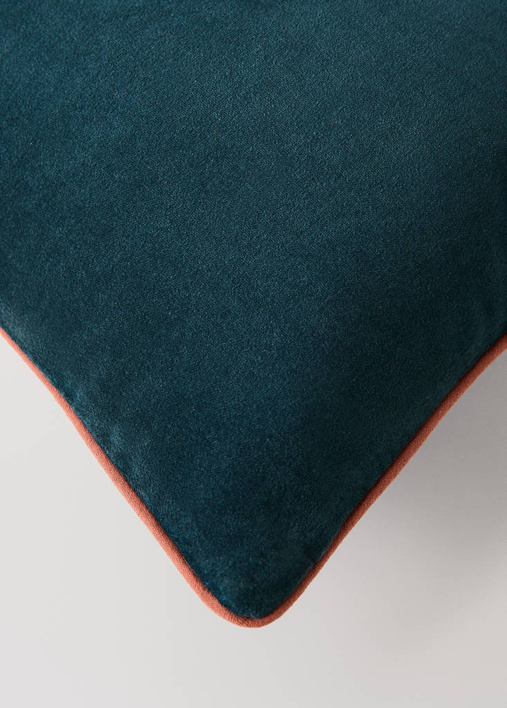 Reversible 100% cotton cushion cover 30x50 cm — Blue