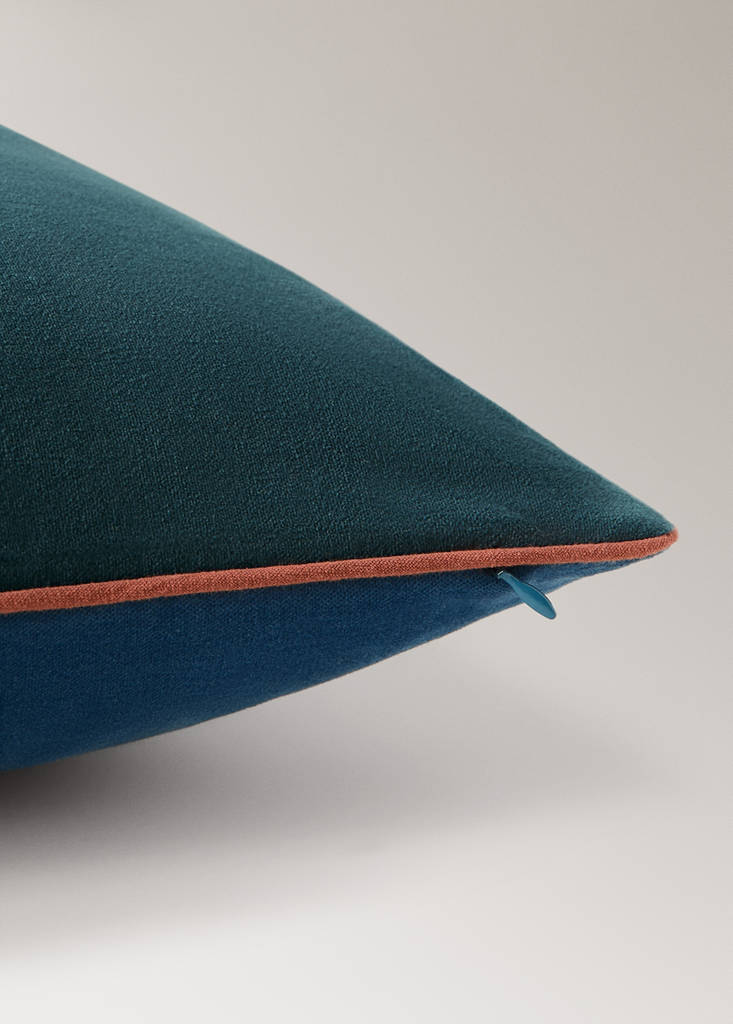 Reversible 100% cotton cushion cover 30x50 cm — Blue