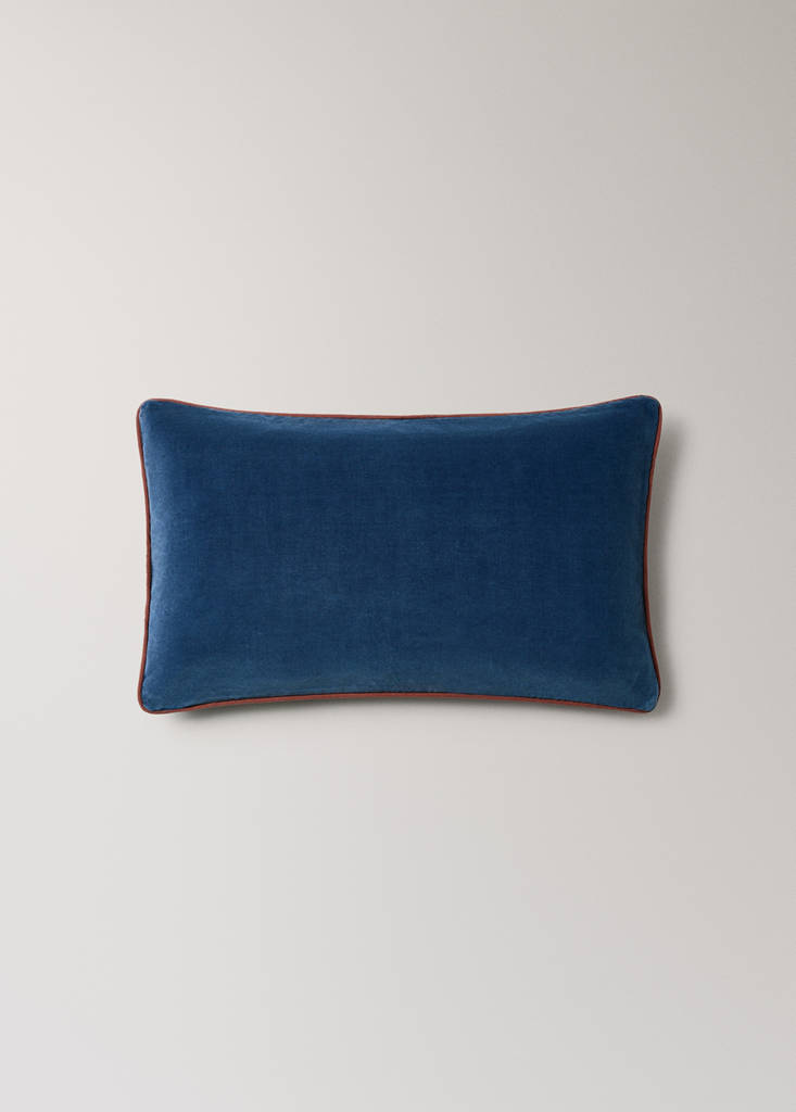 Reversible 100% cotton cushion cover 30x50 cm — Blue