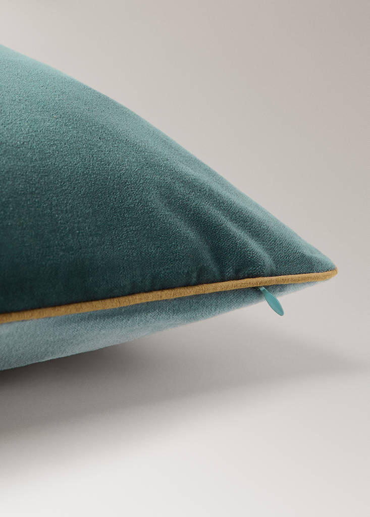 Reversible 100% cotton cushion cover 30x50 cm — Petrol Blue