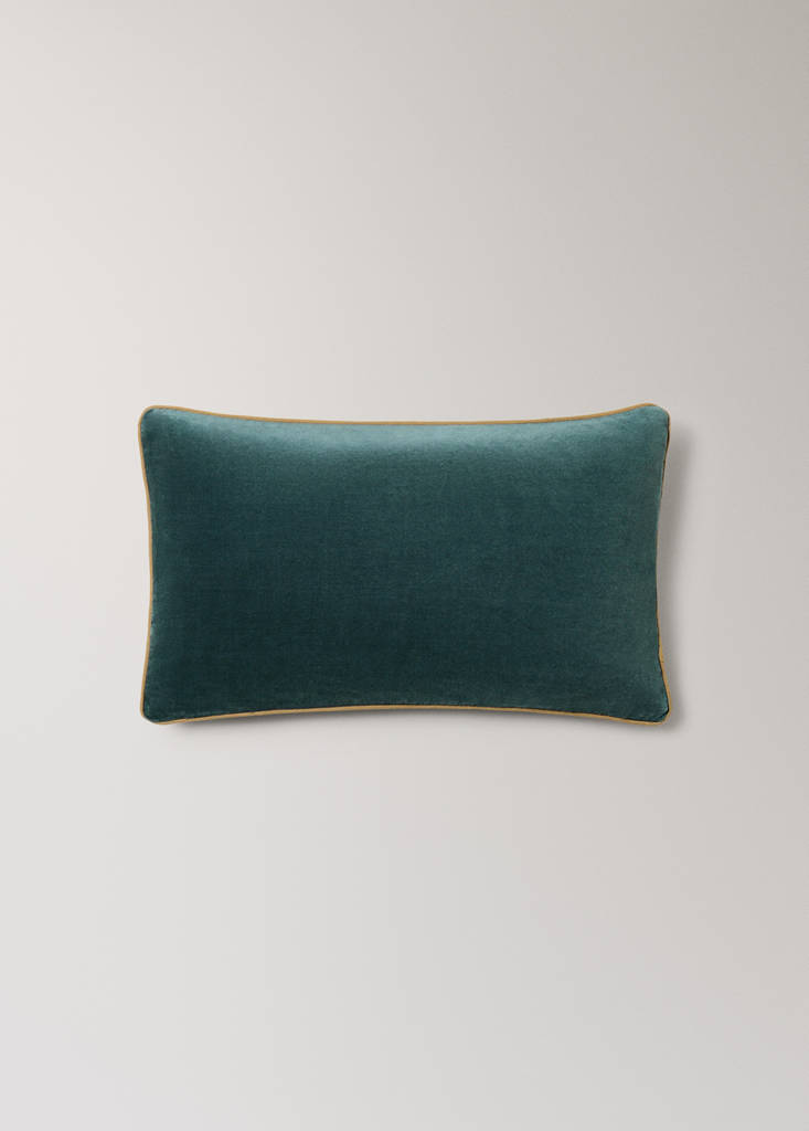 Reversible 100% cotton cushion cover 30x50 cm — Petrol Blue