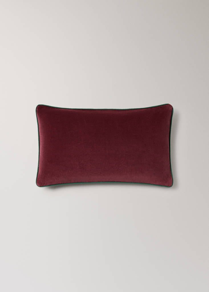 Reversible 100% cotton cushion cover 30x50 cm — Dark Red