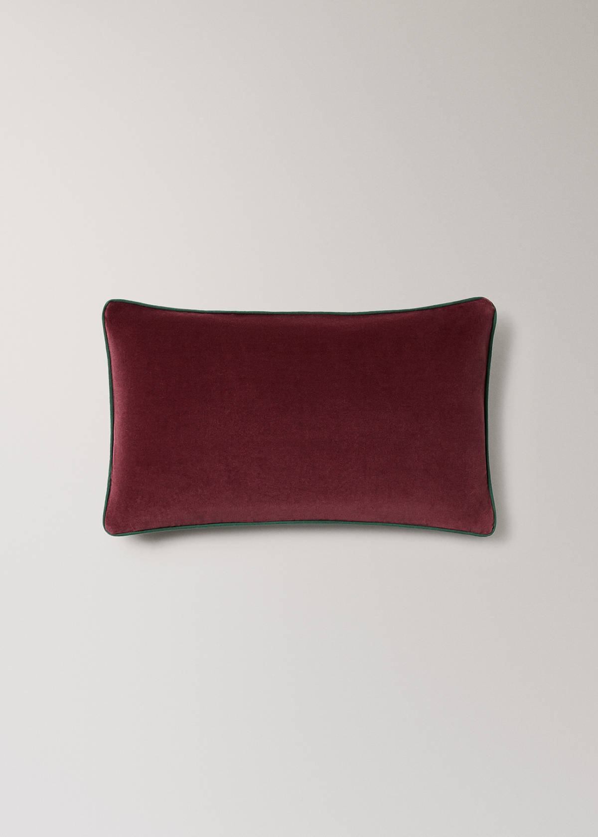 Two-tone cotton velvet cushion cover 30 x 50 cm — Dark Red