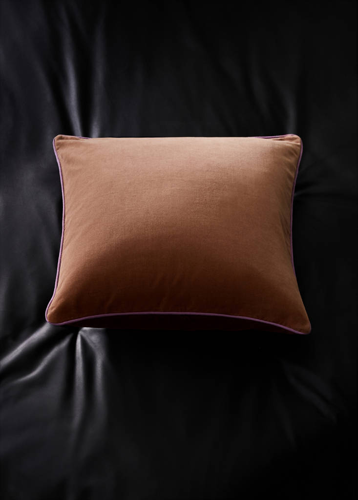 Reversible 100% cotton cushion cover 50x50 cm — Ochre