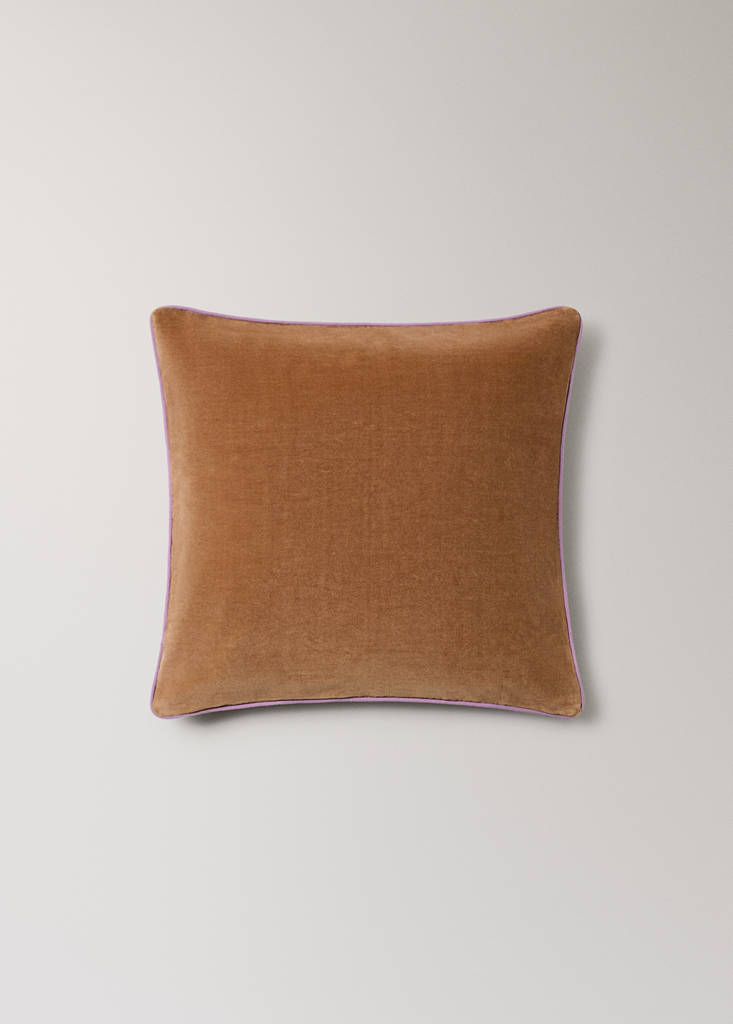 Reversible 100% cotton cushion cover 50x50 cm — Ochre