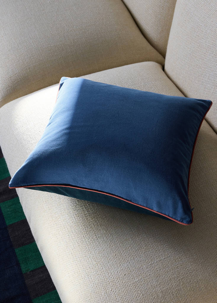 Reversible 100% cotton cushion cover 50x50 cm — Blue