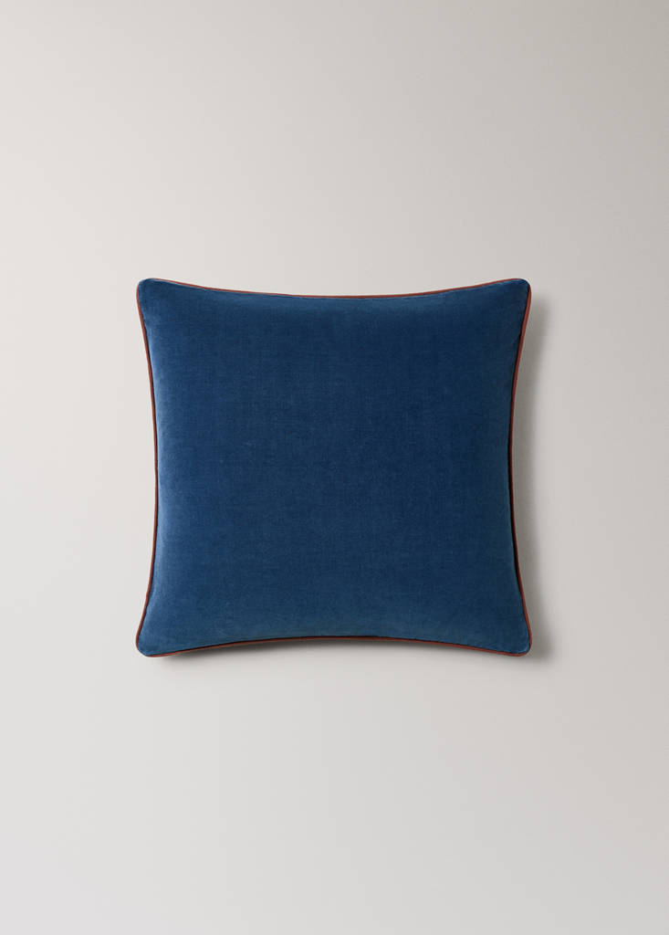 Reversible 100% cotton cushion cover 50x50 cm — Blue