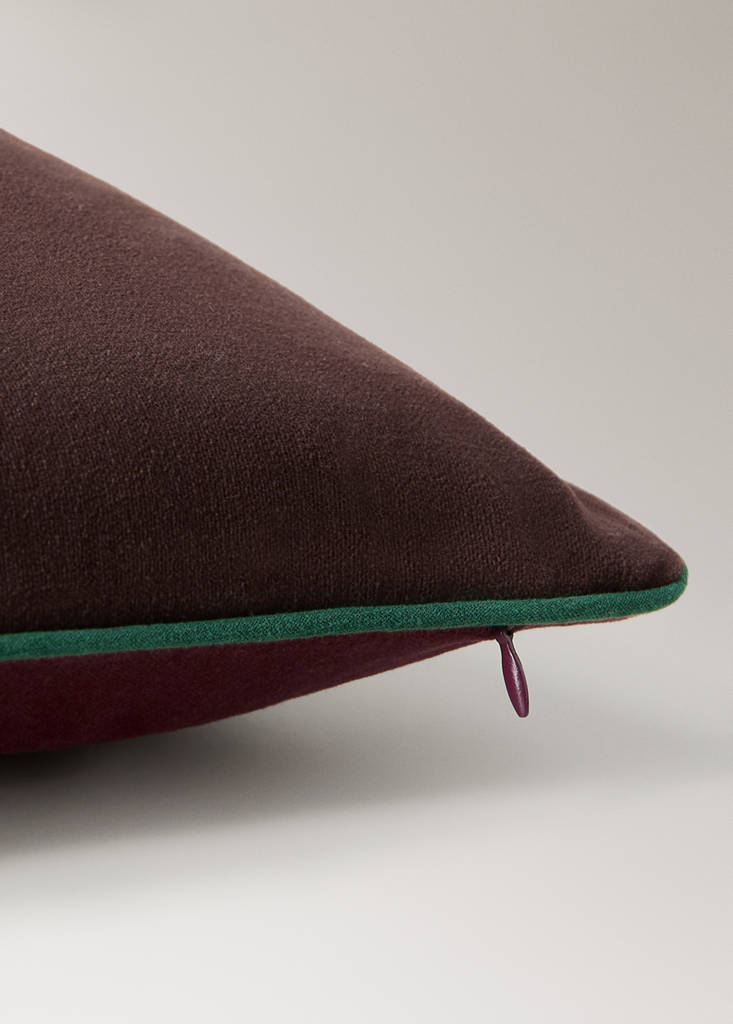 Reversible 100% cotton cushion cover 50x50 cm — Dark Red