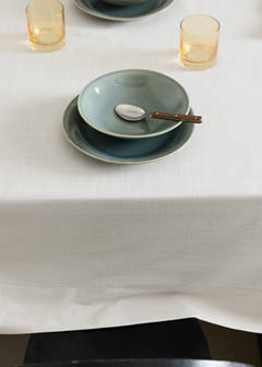 Round cotton hemstitch tablecloth for 8 to 10 people — Light/Pastel Brown 5