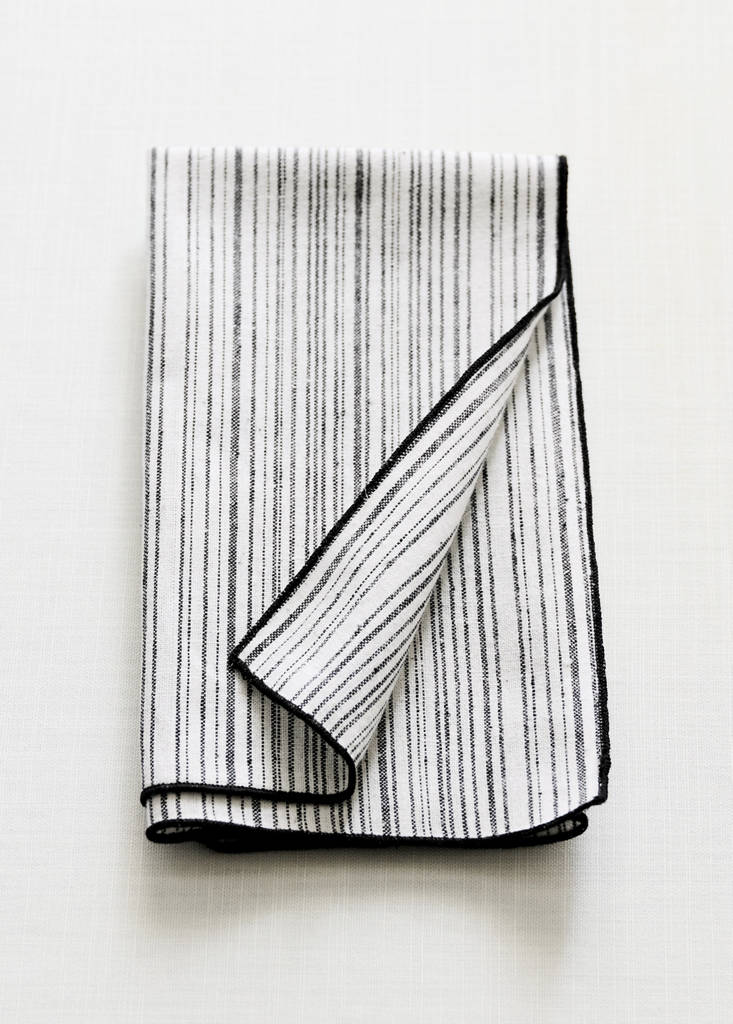 Pack of 2 striped linen-cotton napkins — Dark Grey