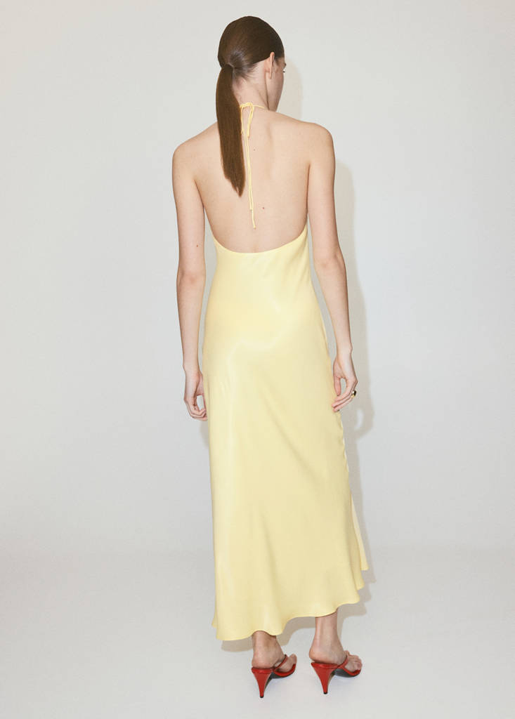 Halter-neck open-back dress — Yellow