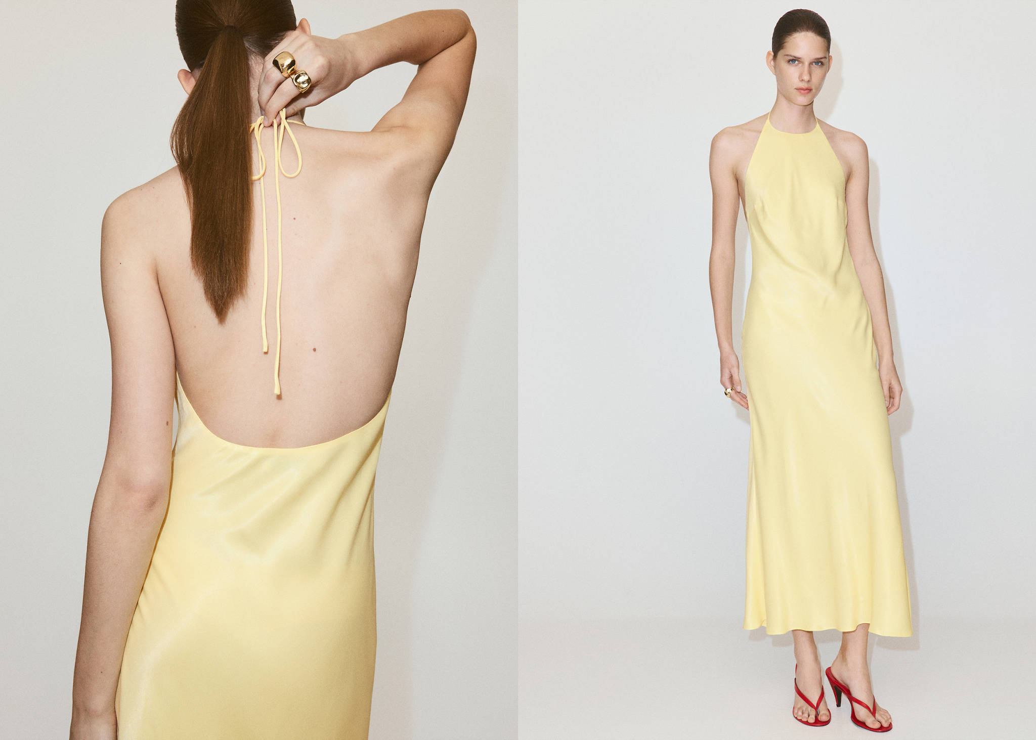 Halter-neck open-back dress - Panoramic plane
