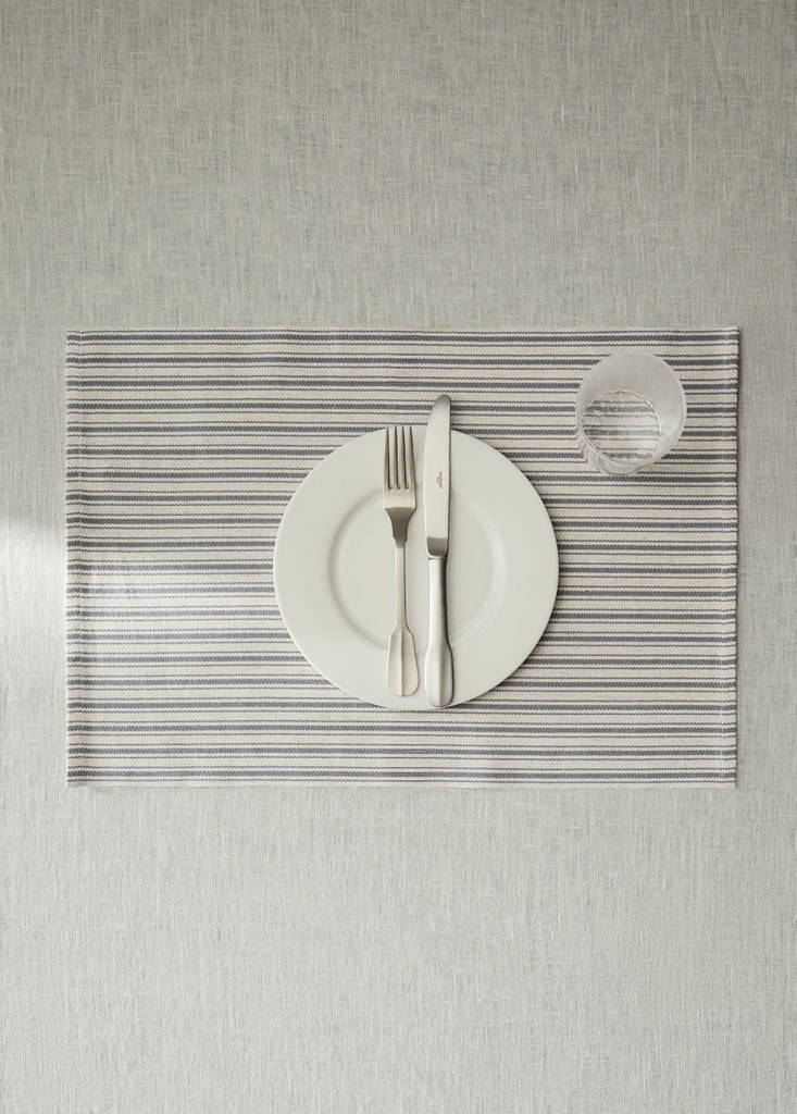 Single striped cotton placemat — Blue