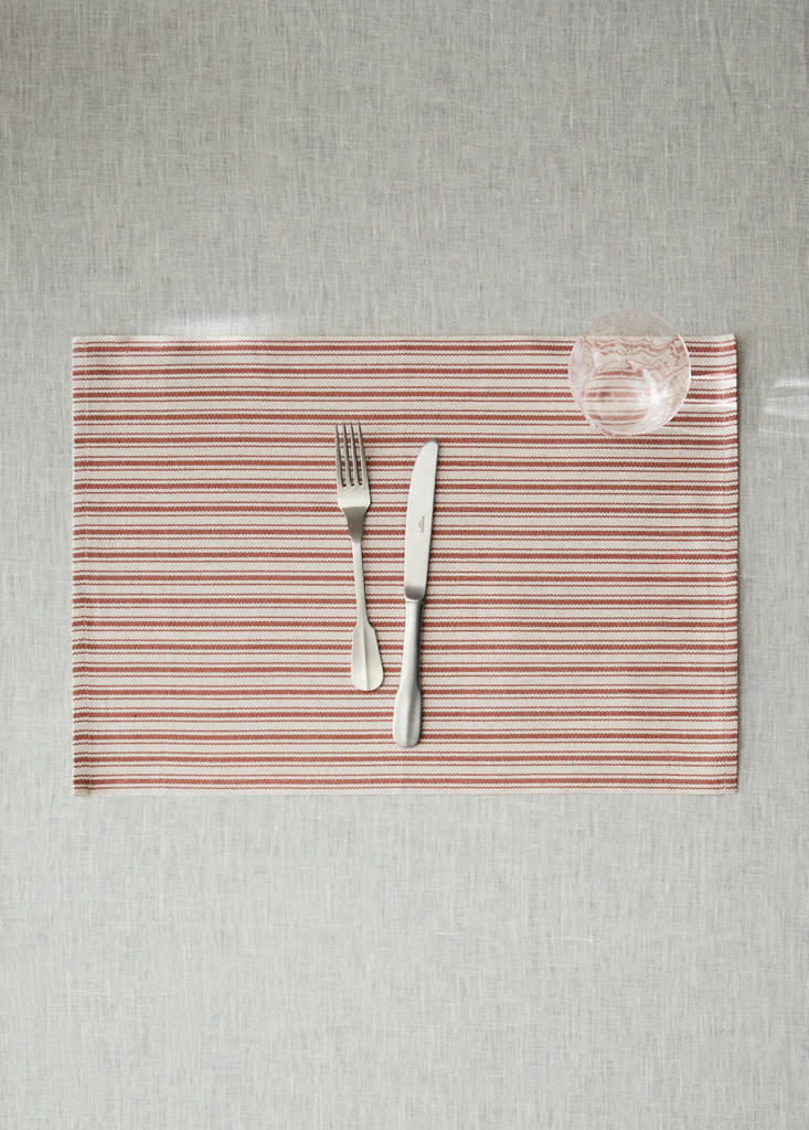 Single striped cotton placemat — Pink