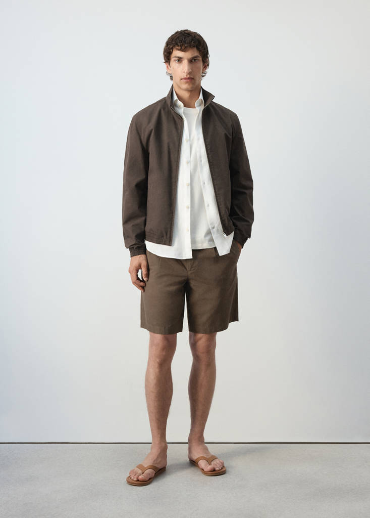 Straight cotton lyocell jacket — Brown
