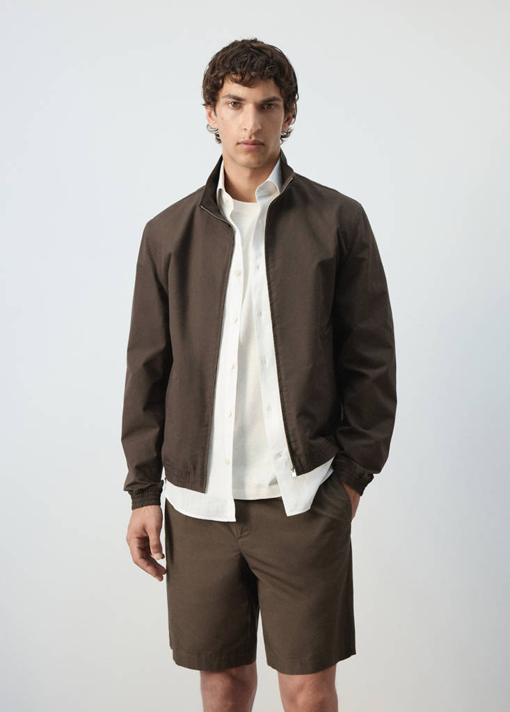 Straight cotton lyocell jacket — Brown