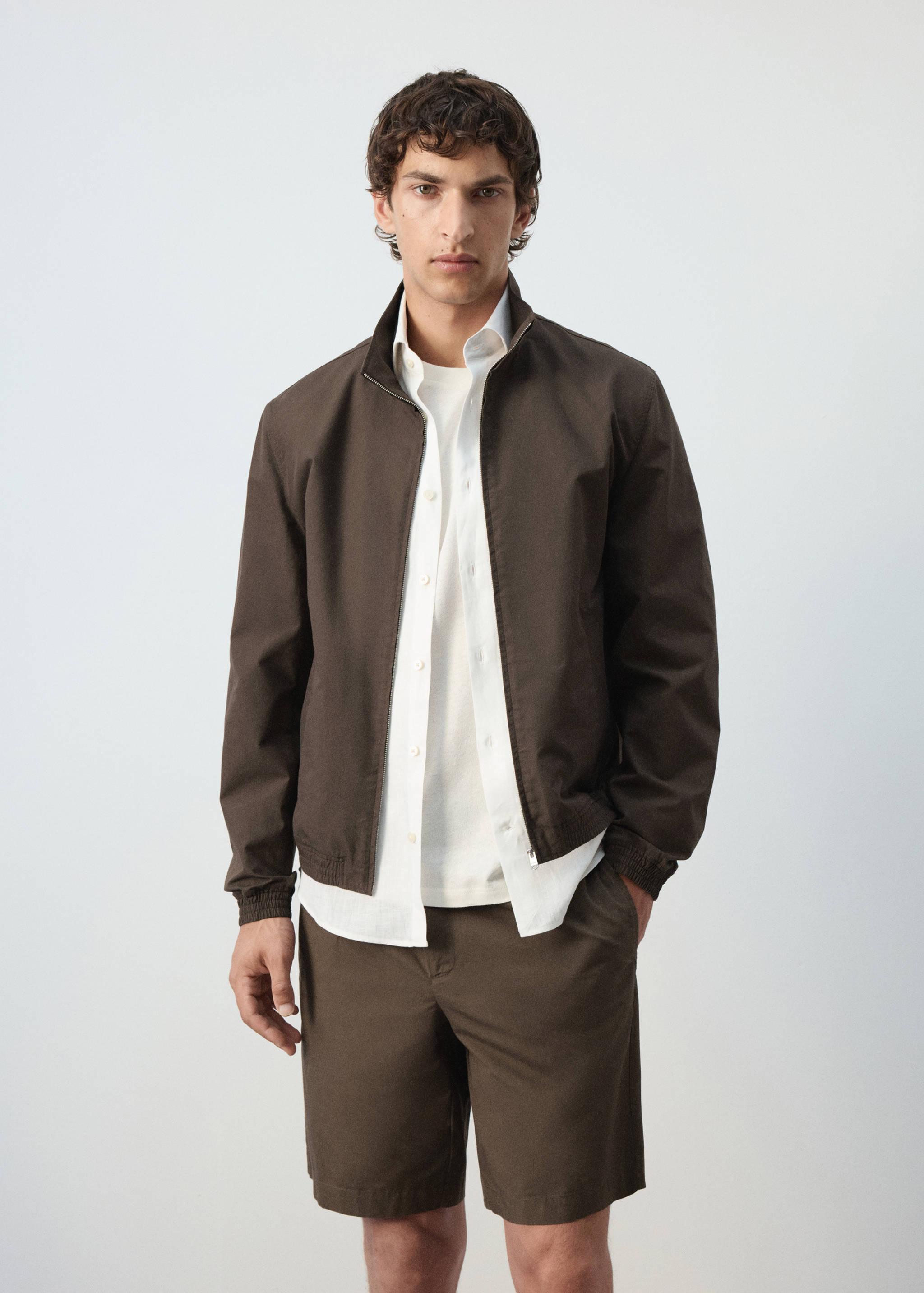 Veste droite coton lyocell - Plan moyen